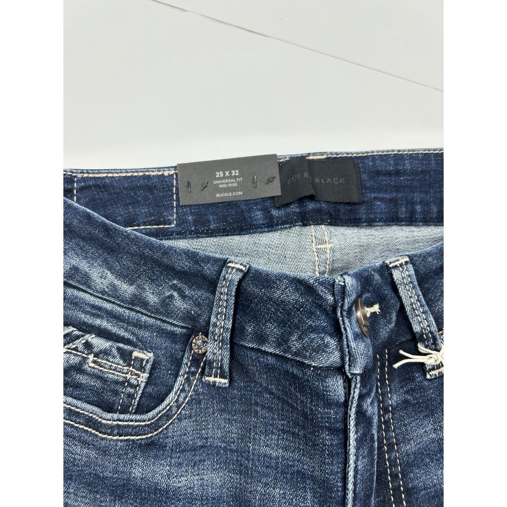 Buckle Black BKE Jeans Womens 25x32 Blue Skinny Fit No 53 Ripped Dark Wash Denim - Picture 11 of 16